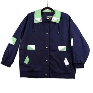Out Brook Vintage Colorblock Windbreaker Jacket Navy Mint Green Men's Medium 70s